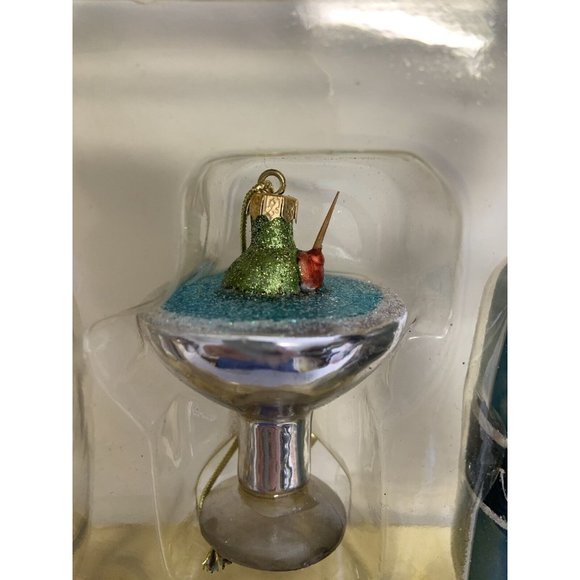 VINTAGE Set 3 Martini Drink Mixer/Shaker - Blown Glass Christmas Ornament RARE - Picture 3 of 10